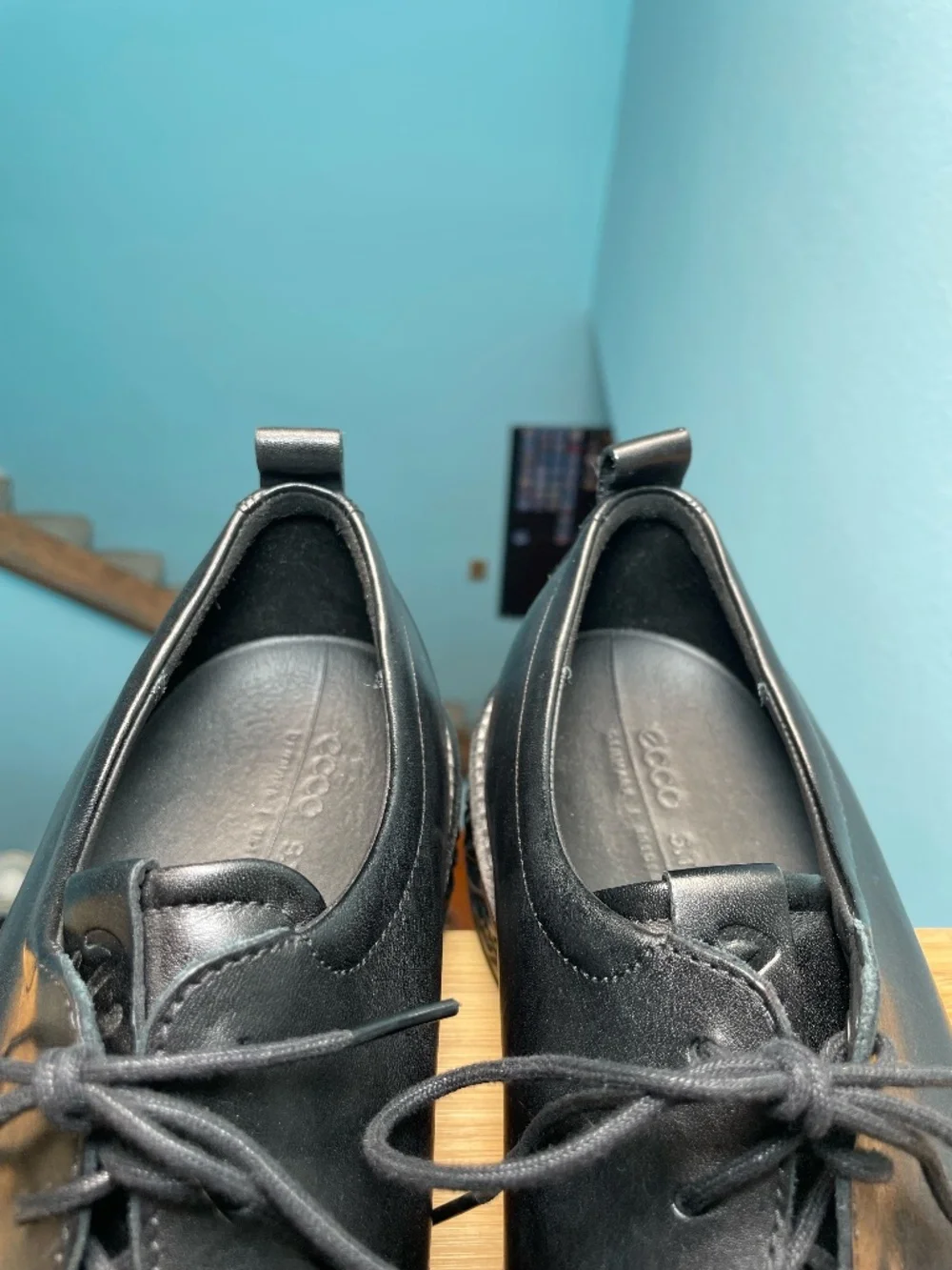 Ecco ST.1 Hybrid Derby Leather Shoes Black EU 46 Men's US 12 12.5 Lace Up EUC!